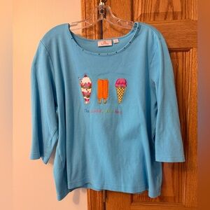 Quacker Factory summer embellished shirt, XL